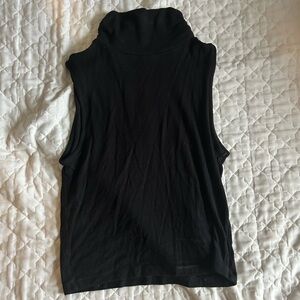 Black Sleeveless Turtleneck Top